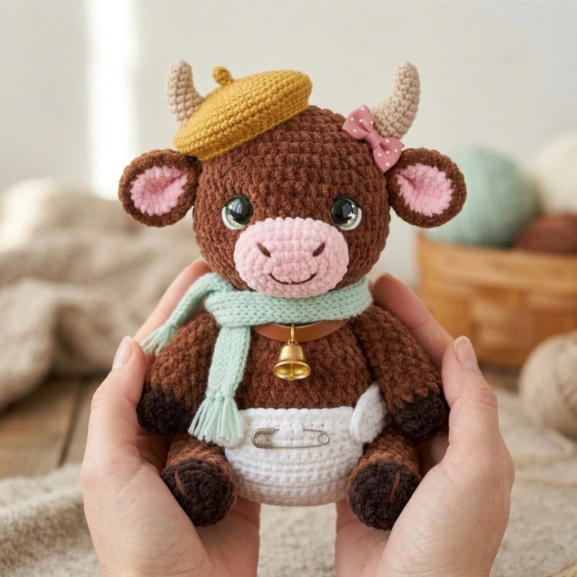 Amigurumi Crochet Pattern Baby Cow PDF Tutorial, Easy Step-by-Step Instant Download_1